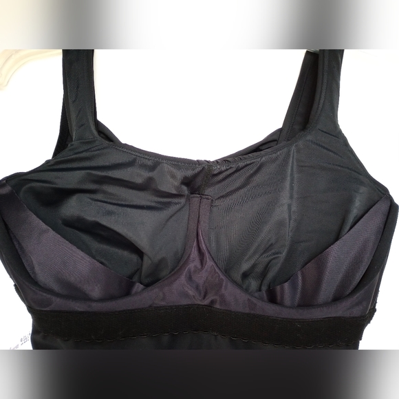 Lands End Tummy Control bra-size shirred one piece swimsuit black 10 DDD - Picture 3 of 5